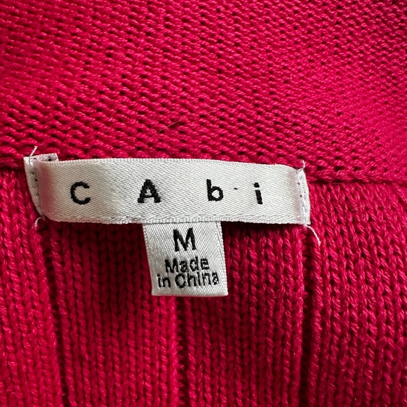 CAbi Hot Pink Cranberry Gem Flower Cardigan Sweater Rosette Crystal Valentines - Picture 5 of 8